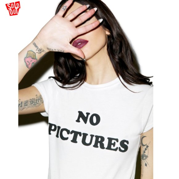 Dolls Kill Tops - Motel Rocks 'No Pictures' skinny tee
